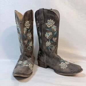Roper Womens 7.5 Riley Embroidered Faux Leather Boots